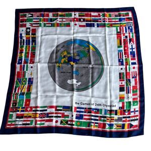 2024 Olympics silk scarf large colorful square Games of the 24th Olympiad flags